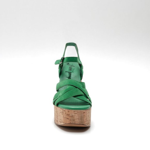 NWT Free People Lisbon MJ Platform Sandals / Green Goddess - Picture 7 of 12